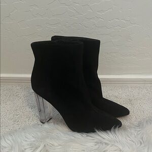Jessica Simpson Black suede clear block booties
